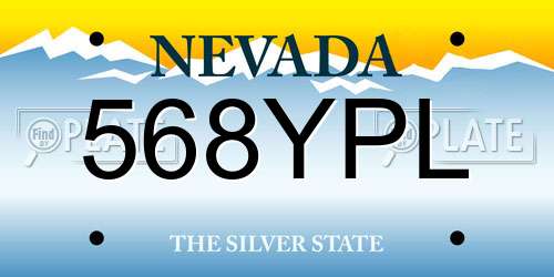 568YPL Nevada License Plate