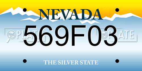 569F03 Nevada License Plate