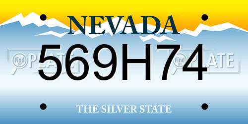 569H74 Nevada License Plate