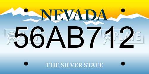 56AB712 Nevada License Plate