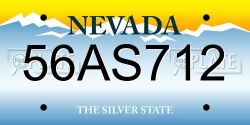 56AS712 Nevada License Plate