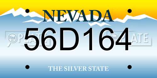 56D164 Nevada License Plate