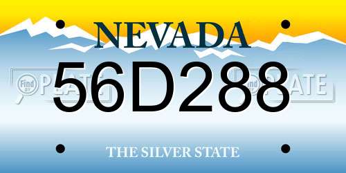 56D288 Nevada License Plate