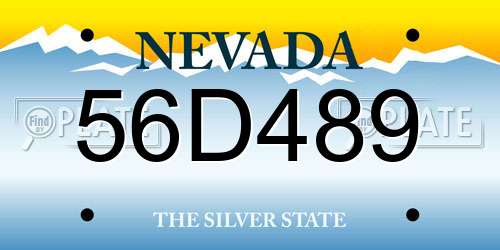 56D489 Nevada License Plate