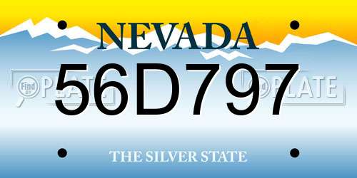 56D797 Nevada License Plate