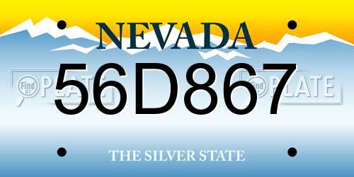 56D867 Nevada License Plate