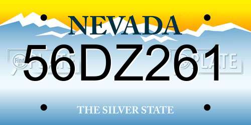 56DZ261 Nevada License Plate