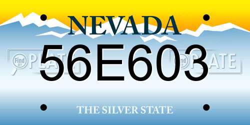 56E603 Nevada License Plate