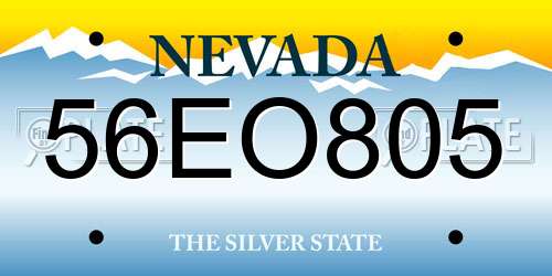56EO805 Nevada License Plate