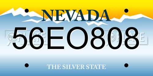 56EO808 Nevada License Plate