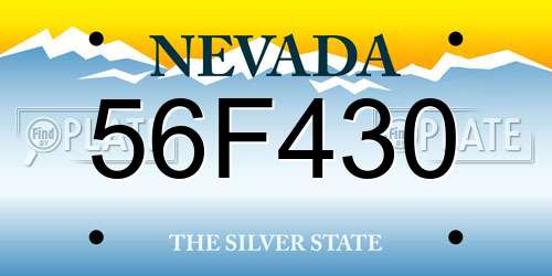 56F430 Nevada License Plate