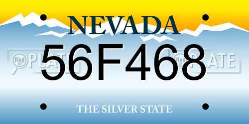56F468 Nevada License Plate