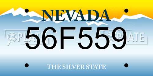 56F559 Nevada License Plate