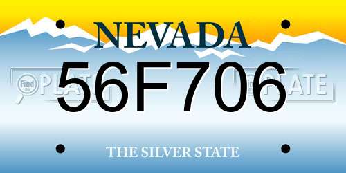 56F706 Nevada License Plate