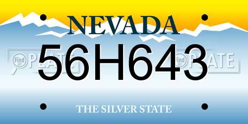 56H643 Nevada License Plate