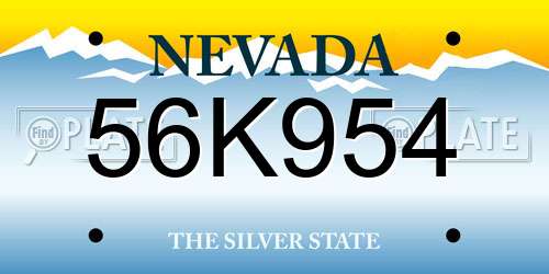 56K954 Nevada License Plate