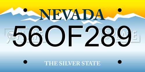 56OF289 Nevada License Plate