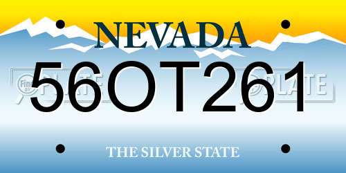56OT261 Nevada License Plate