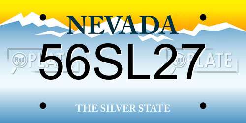 56SL27 Nevada License Plate