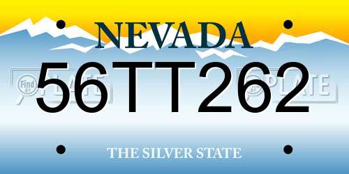 56TT262 Nevada License Plate