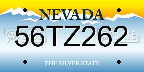 56TZ262 Nevada License Plate