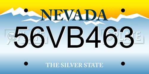 56VB463 Nevada License Plate