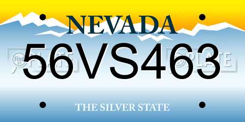 56VS463 Nevada License Plate