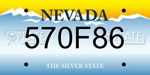 570F86 Nevada License Plate