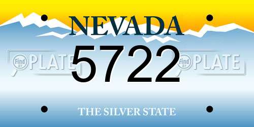 5722 Nevada License Plate