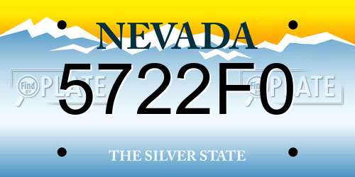 5722F0 Nevada License Plate