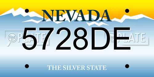 5728DE Nevada License Plate