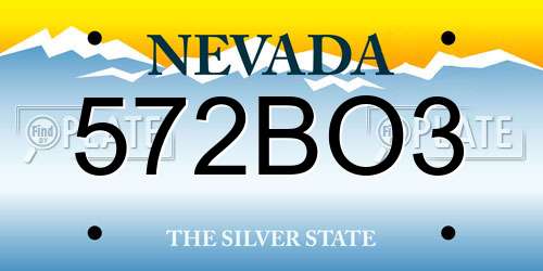 572BO3 Nevada License Plate