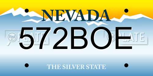 572BOE Nevada License Plate