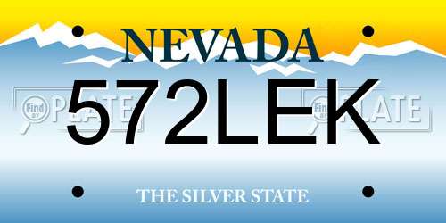 572LEK Nevada License Plate