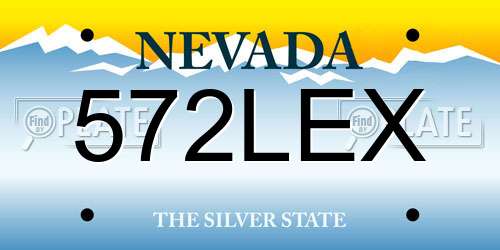 572LEX Nevada License Plate
