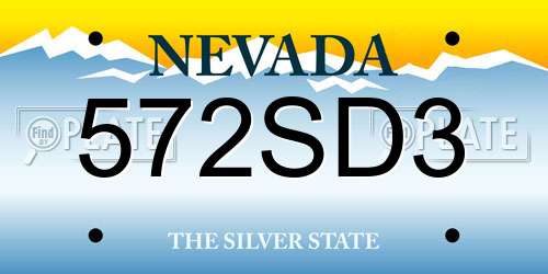 572SD3 Nevada License Plate