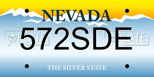 572SDE Nevada License Plate