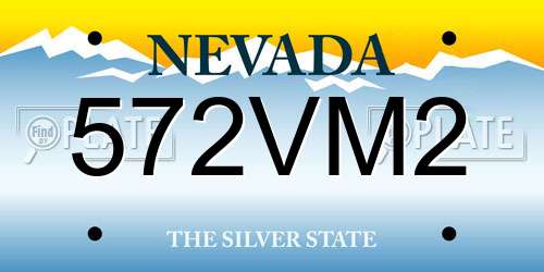 572VM2 Nevada License Plate