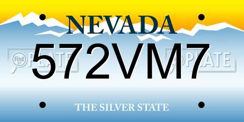 572VM7 Nevada License Plate