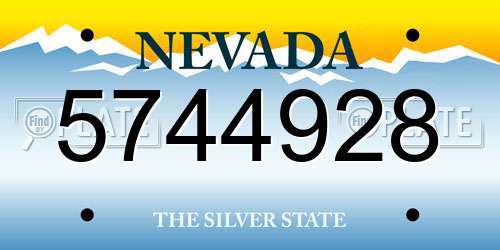 5744928 Nevada License Plate