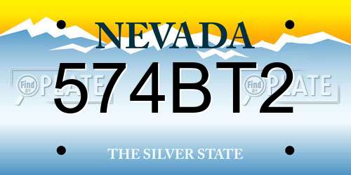 574BT2 Nevada License Plate