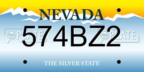 574BZ2 Nevada License Plate