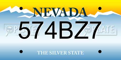 574BZ7 Nevada License Plate