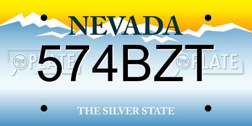 574BZT Nevada License Plate