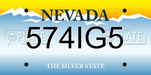 574IG5 Nevada License Plate