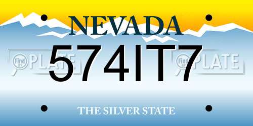 574IT7 Nevada License Plate