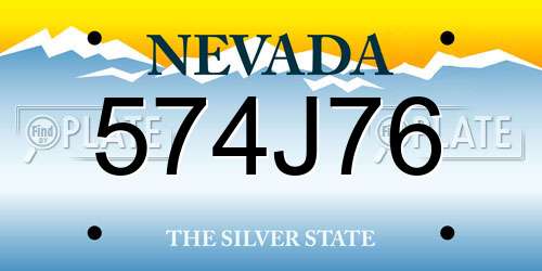 574J76 Nevada License Plate