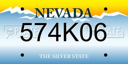 574K06 Nevada License Plate
