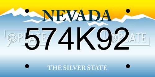 574K92 Nevada License Plate