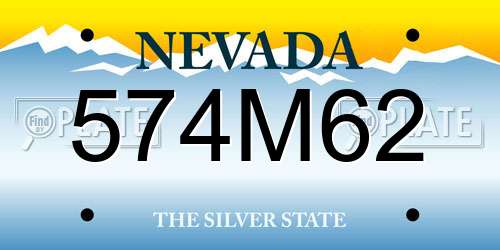 574M62 Nevada License Plate